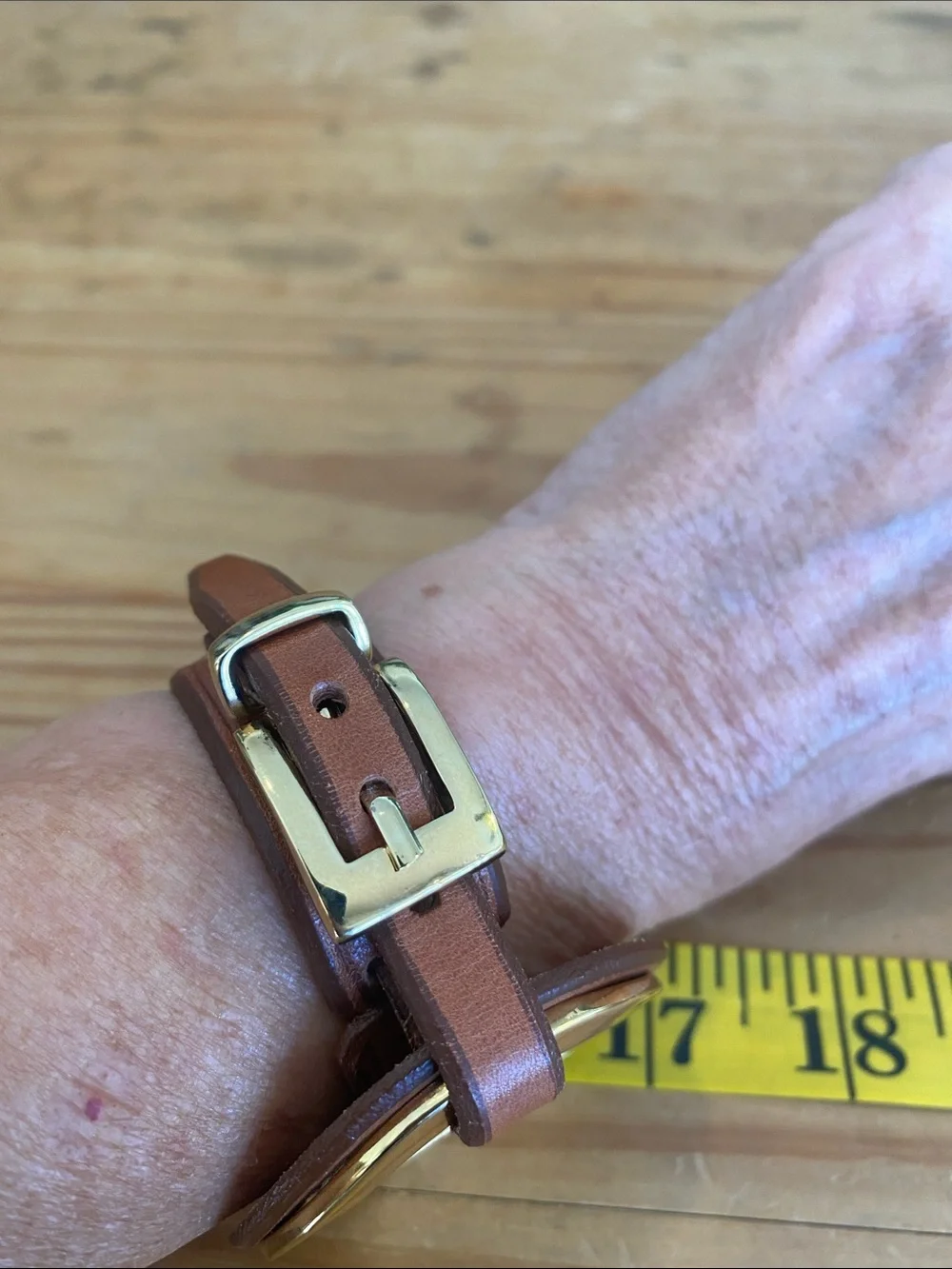 CXC Gold & Brown Leather Disc Bracelet - Chic Style